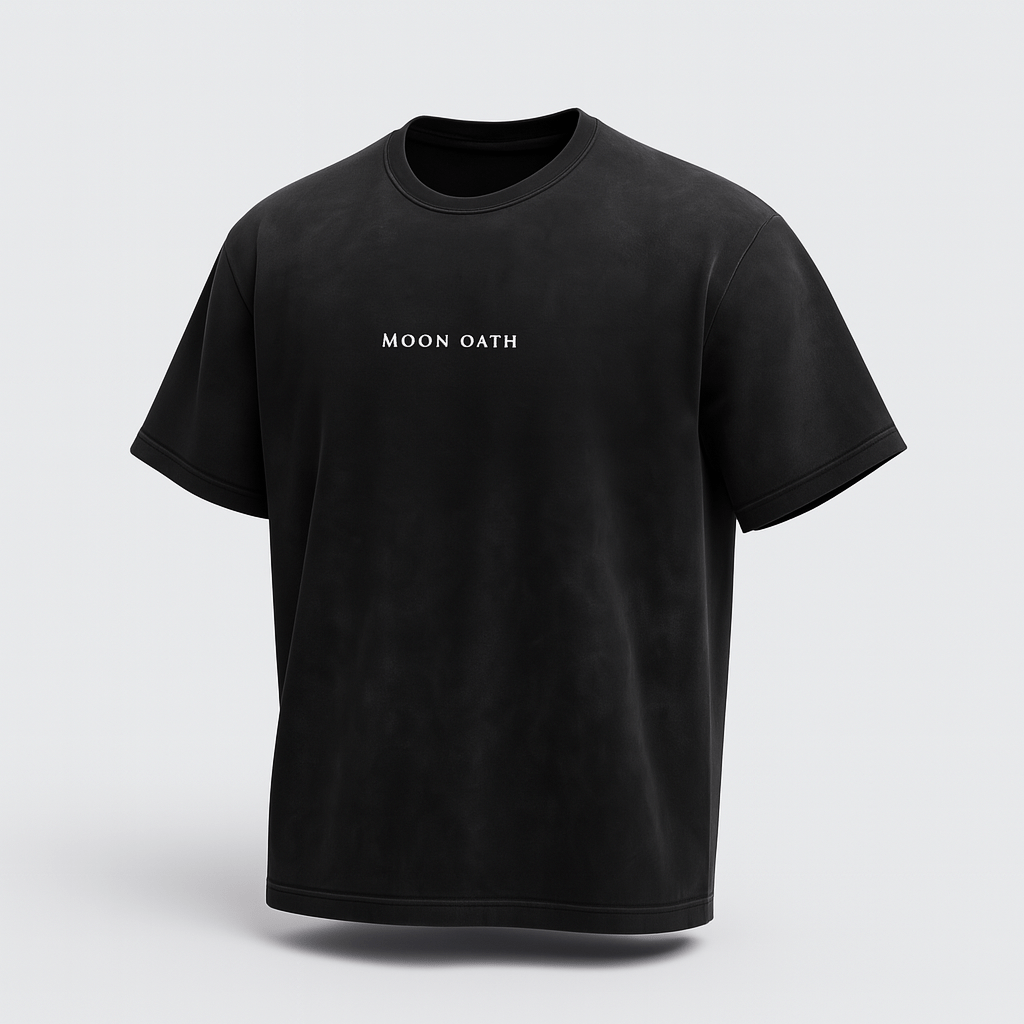 Black / S Moon Oath | Vintage Hand-Frayed Tee