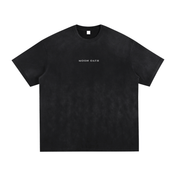 Black t-shirt with 'MOON OATH' text on a white background