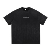 Black t-shirt with 'MOON OATH' text on a white background