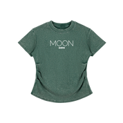 Green / S Moon Oath | Vintaged-Wash Bodycon Cotton T-Shirt