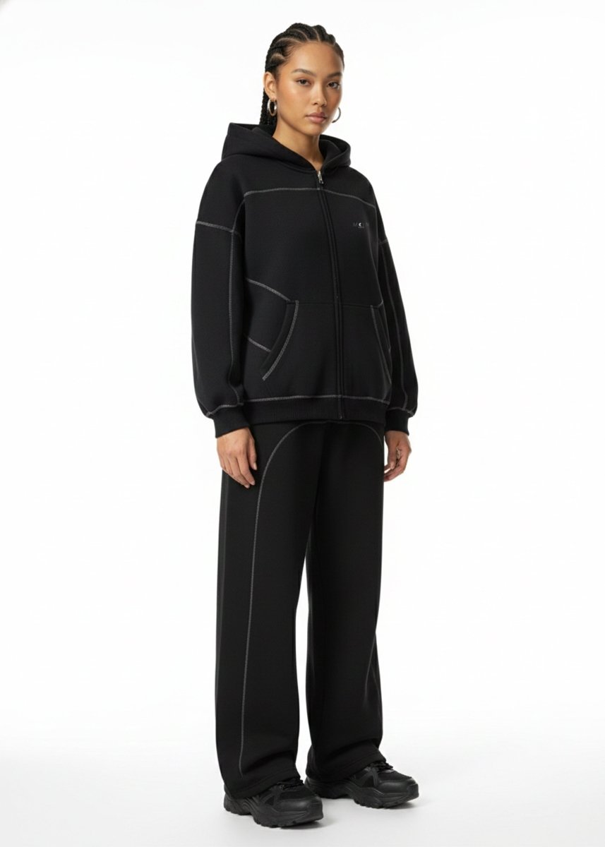 Moon Oath | Women’s Black Contrast Fleece Set