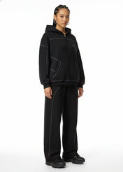 Moon Oath | Women’s Black Contrast Fleece Set