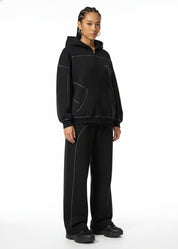 Moon Oath | Women’s Black Contrast Fleece Set