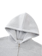 Moon Oath | Women's Contrast-Stitched Boxy Fleece Zip Hoodie