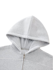 Moon Oath | Women's Contrast-Stitched Boxy Fleece Zip Hoodie