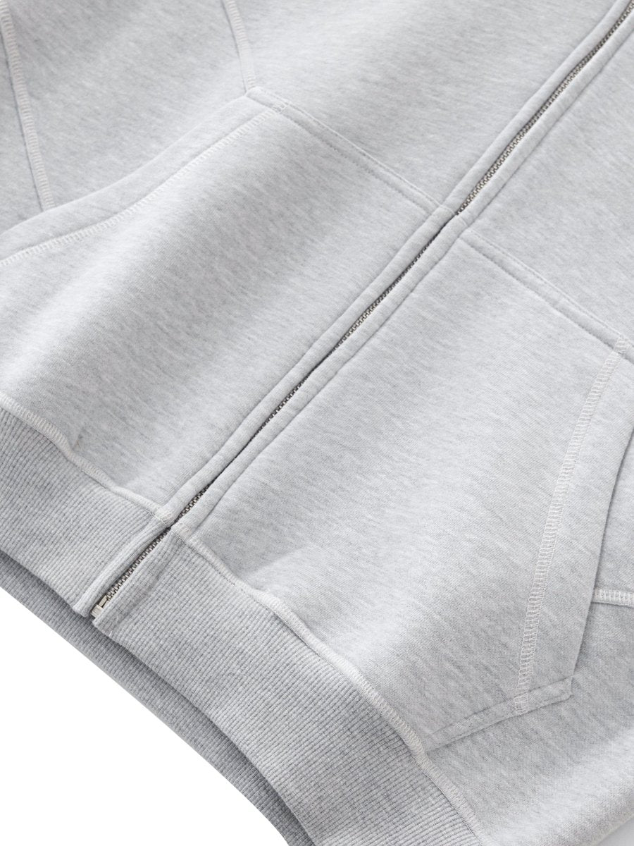 Moon Oath | Women's Contrast-Stitched Boxy Fleece Zip Hoodie