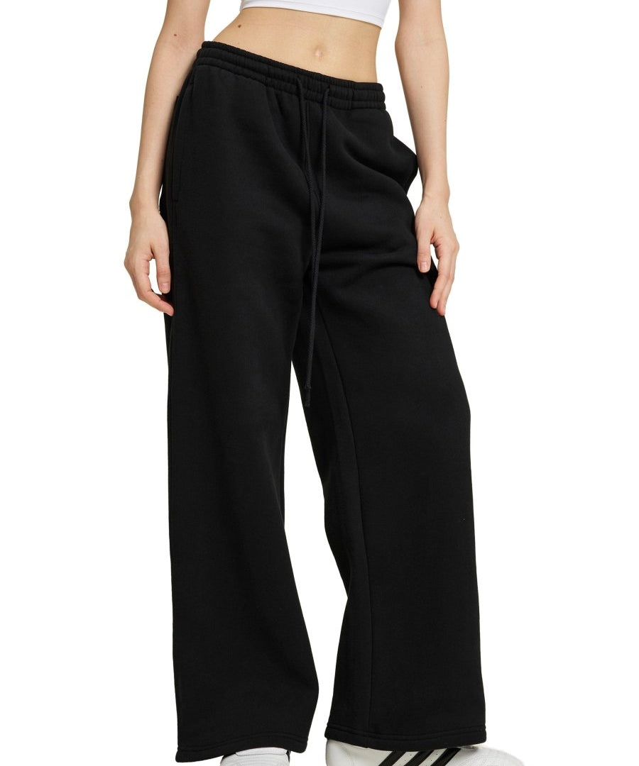 Fleece Drawstring Straight-Leg Sweatpants For Women