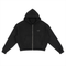 Black / S Fleece Zip-Up Boxy Hoodie For Men