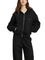 Black / S Moon Oath | Fleece Zip-Up Boxy Hoodie For Women