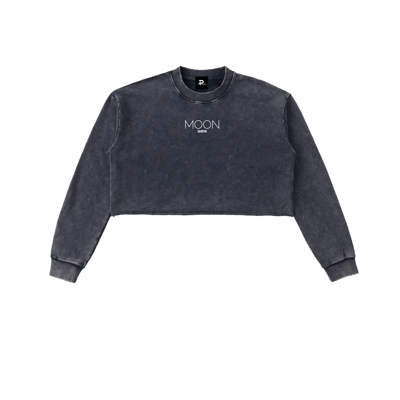  S Moon Oath | Snow Washed Raw Edge Cropped Sweatshirt
