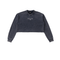 Blue / S Moon Oath | Snow Washed Raw Edge Cropped Sweatshirt