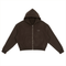 Brown / S Fleece Zip-Up Boxy Hoodie For Women