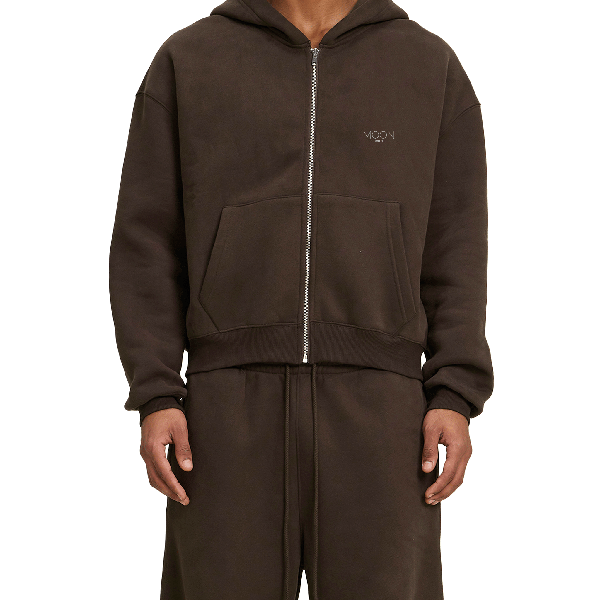  S Moon Oath | Fleece Zip-Up Boxy Hoodie For Men