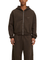 Brown / S Moon Oath | Fleece Zip-Up Boxy Hoodie For Men