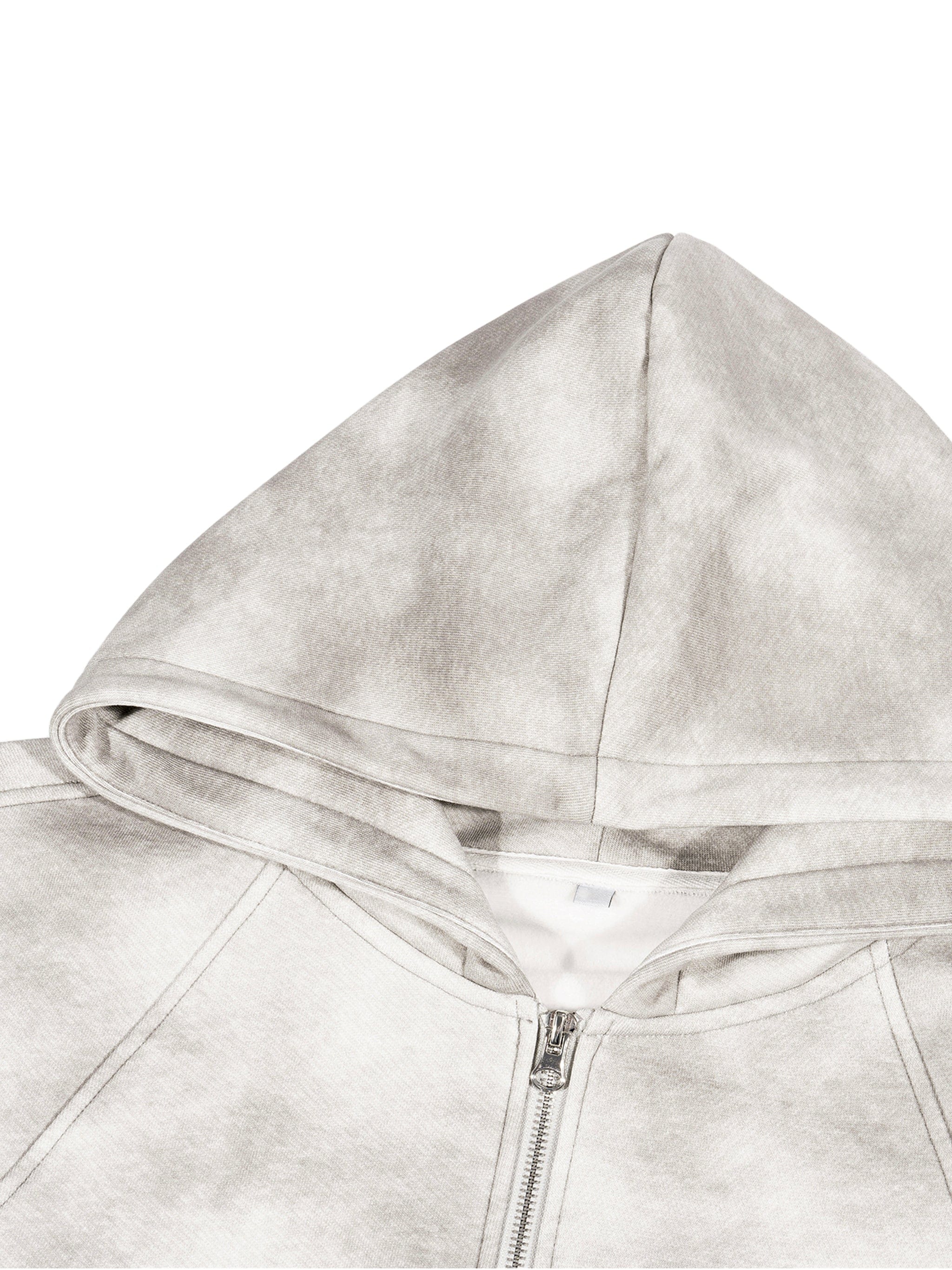 Dirty Washed Zip-Up Fleece Hoodie For Men