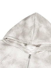 Dirty Washed Zip-Up Fleece Hoodie For Women