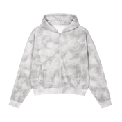 Dirty Washed Zip-Up Fleece Hoodie For Women