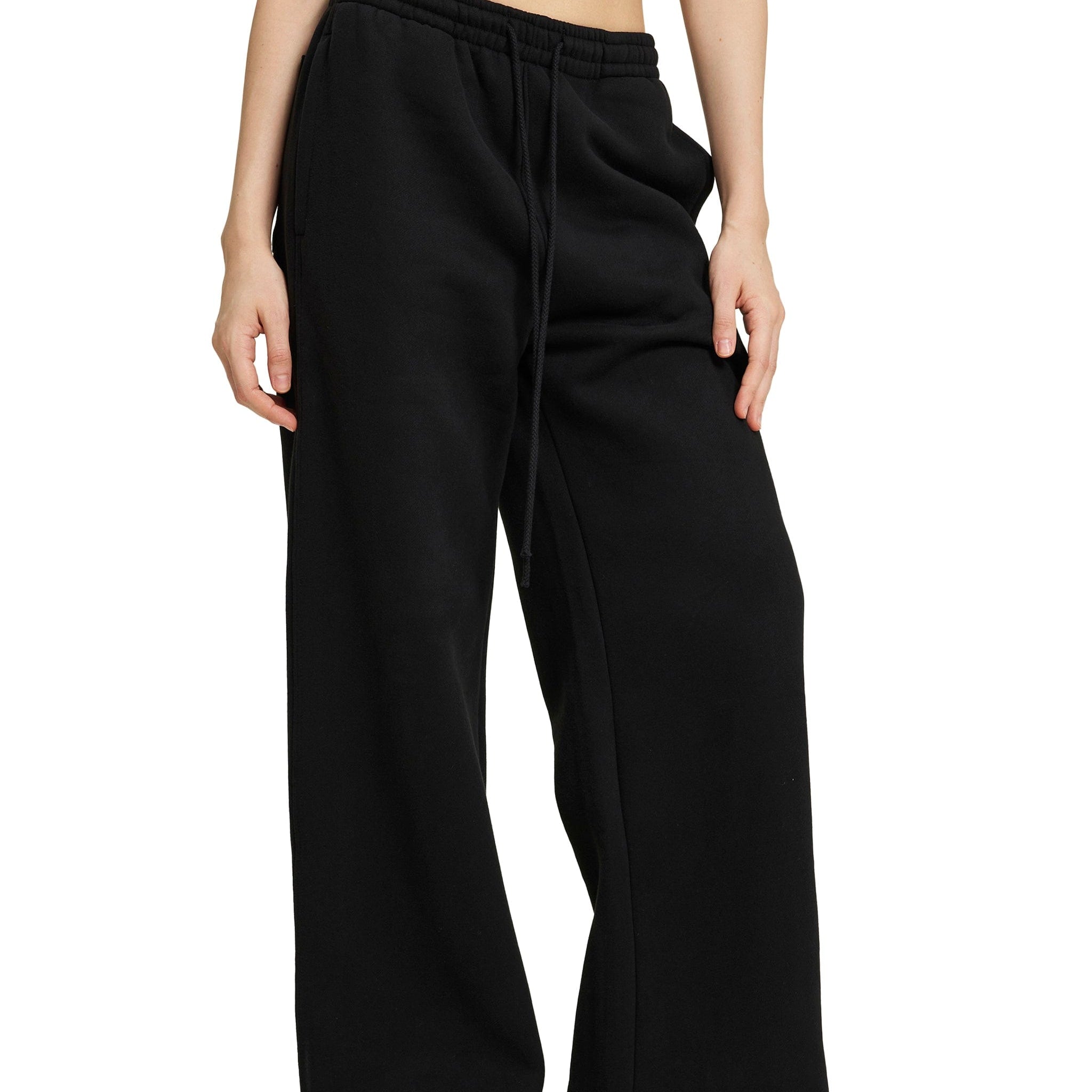 Fleece Drawstring Straight-Leg Sweatpants For Women