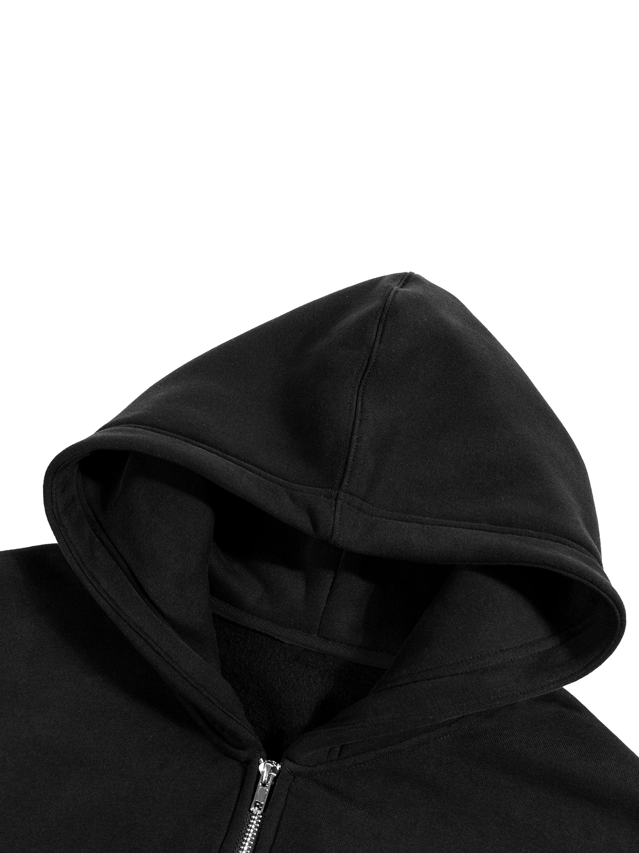 Fleece Zip-Up Boxy Hoodie For Men