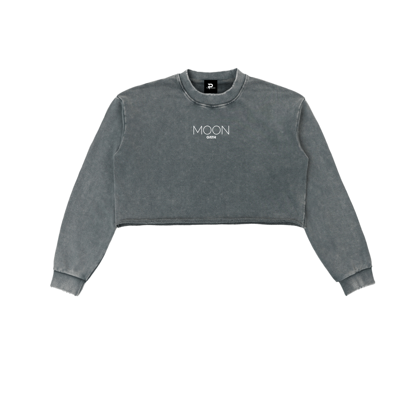  S Moon Oath | Snow Washed Raw Edge Cropped Sweatshirt