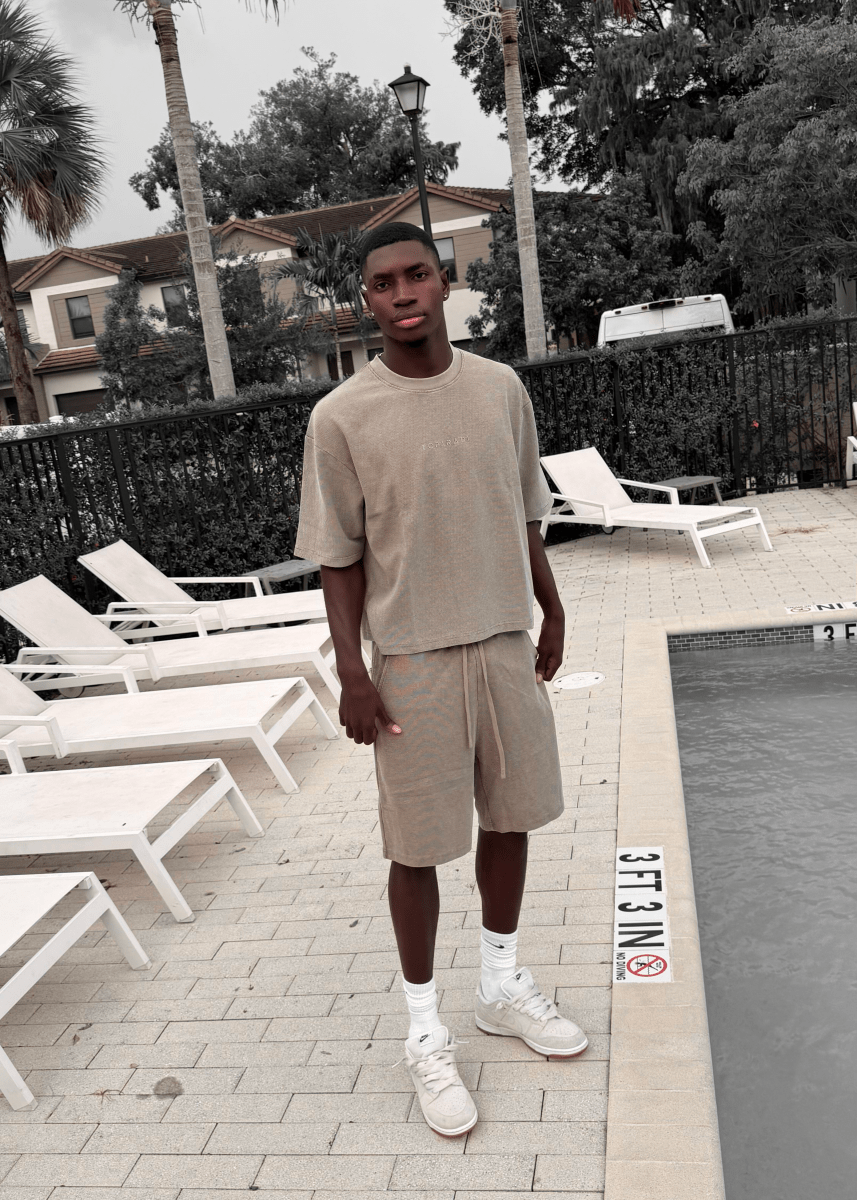 Stone Grid 001 Boxy Tee + Shorts - TOPARADI